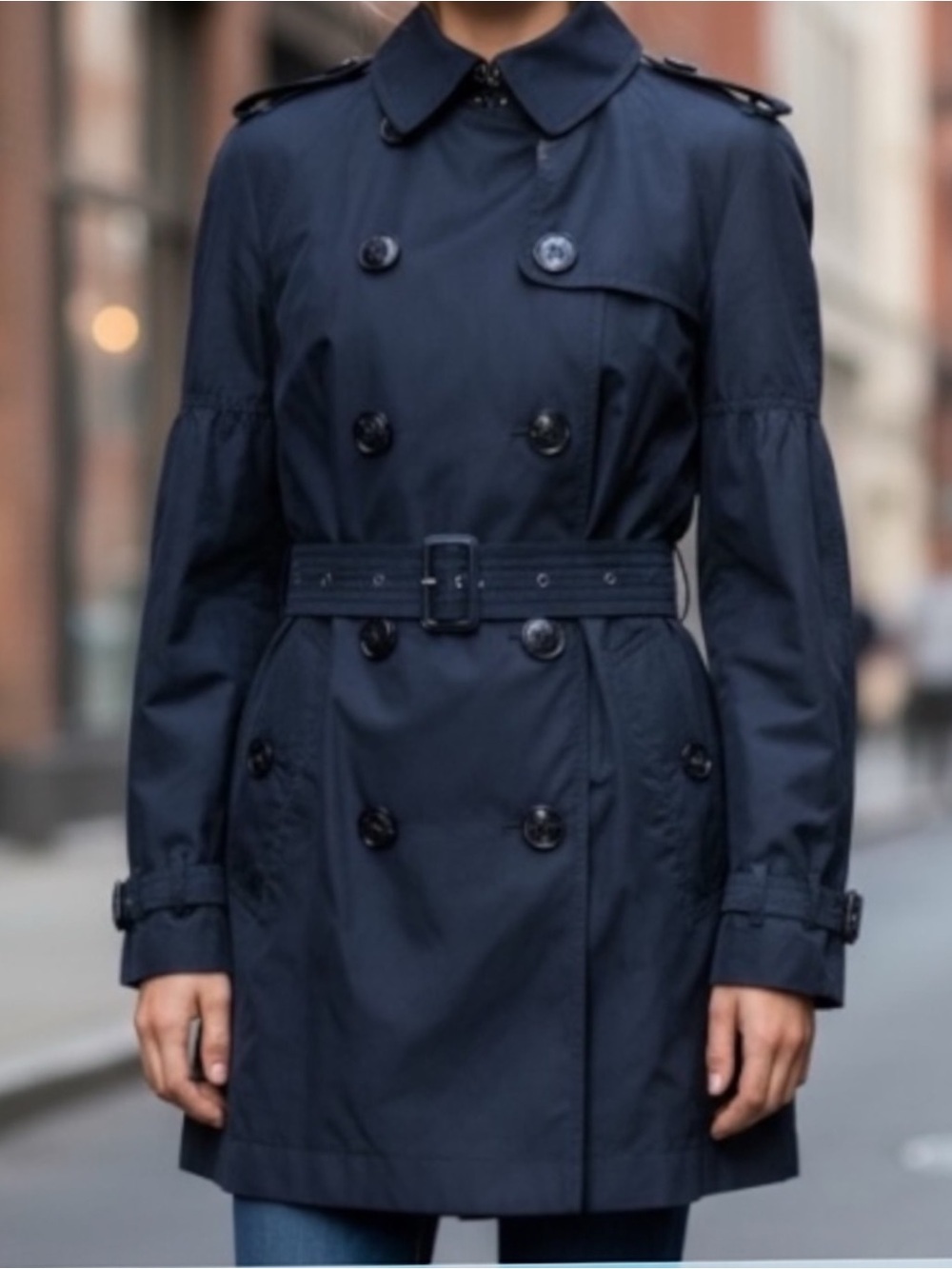 Burberry Classic Double Breasted Trench Raincoat Iconic Navy Polyamide SZ 4